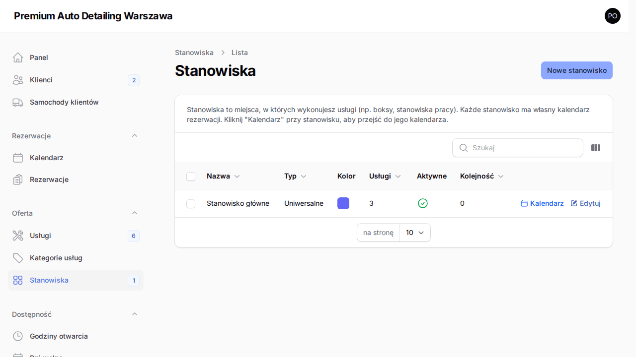 Zarządzanie stanowiskami pracy w DetailerSpot