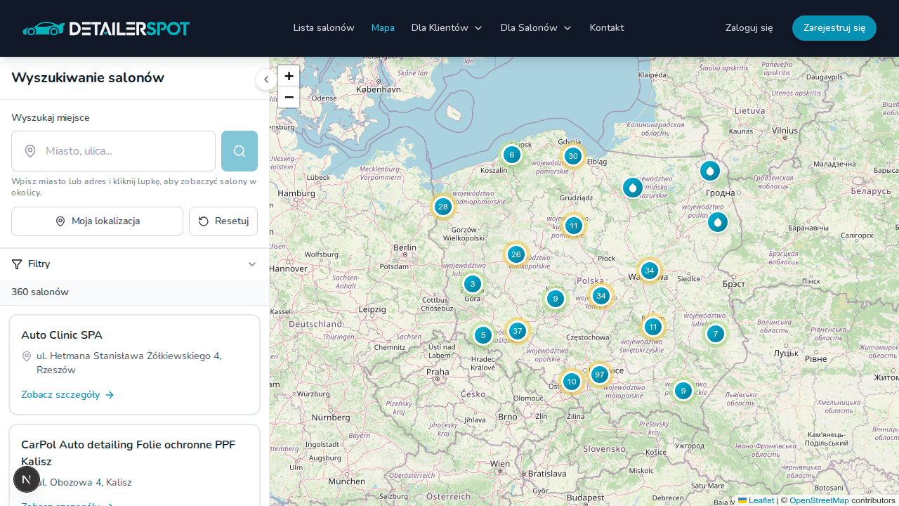Mapa salonów DetailerSpot